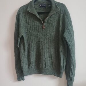 Daniel Bishop Men's Cashmere Olive Green Zip-Up Sweater